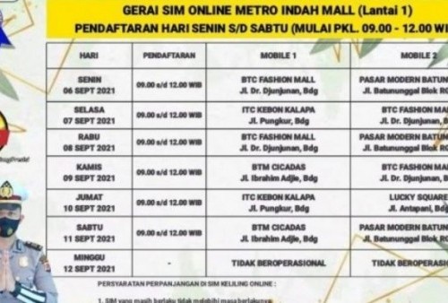 Jadwal SIM Keliling di Bandung Hari Ini, Rabu 15 September 2021