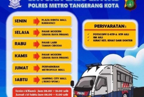 Jadwal SIM Keliling di Tangerang Kota Hari Ini, Rabu 1 September 2021
