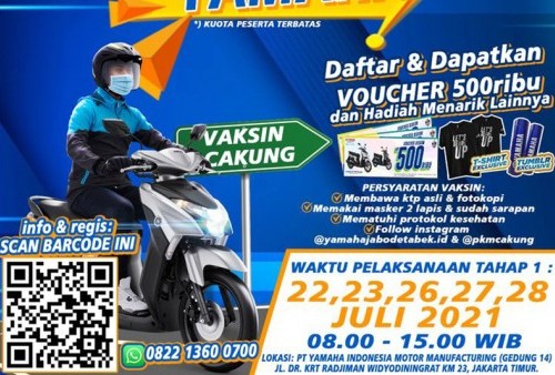 Amazing, PT Yamaha Indonesia Motor Mfg Gelar Vaksinansi Gratis Berhadiah Voucher, Buruan ikutan!