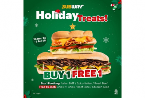 Promo Subway Spesial Liburan 'Holiday Treats!', Buy 1 Get 1!