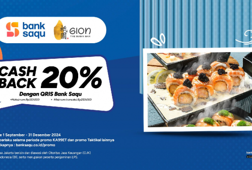 Makan Gion Sushi Dapat Cashback 20 Persen, Transaksi Simpel Pakai QRIS Bank Saqu!