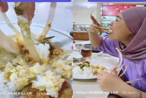 Wow! Viral Wanita Berkerudung Makan Pakai Kuku Panjangnya