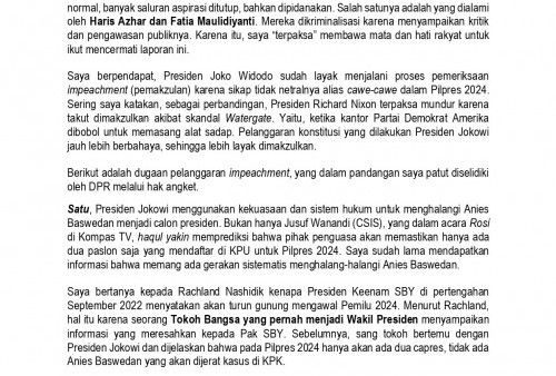 Ngeri, Denny Indrayana Minta Presiden Jokowi Dimakzulkan!