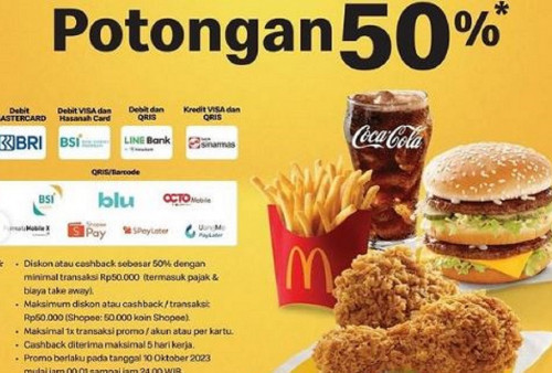 Catat Tanggalnya! McDonald's Beri Promo Diskon 50 Persen Maks Rp50.000, Berikut Syarat dan Ketentuannya