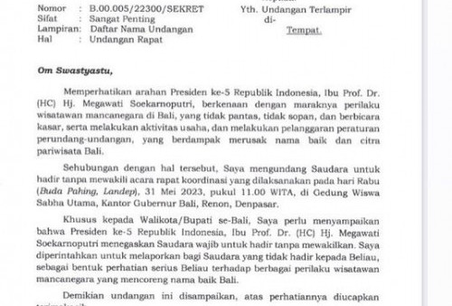 Heboh Gubernur Bali Wayan Koster Dapat Surat Arahan dari Presiden Ke-5 RI; Jokowi? Bukan