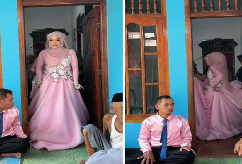 Viral Pengantin Wanita Gaunnya Serba Pink Bertema 'Hello Kitty', Warganet: Vibesnya Kaya Ultah Bocil