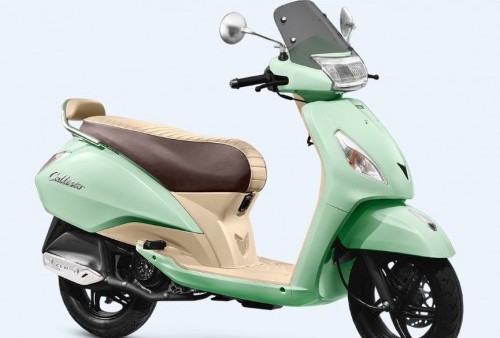 PT TVS Motor Company Indonesia menghadirkan TVS Callisto 110 versi 2021 dengan 7 warna premium, salah satunya hijau muda seperti ini