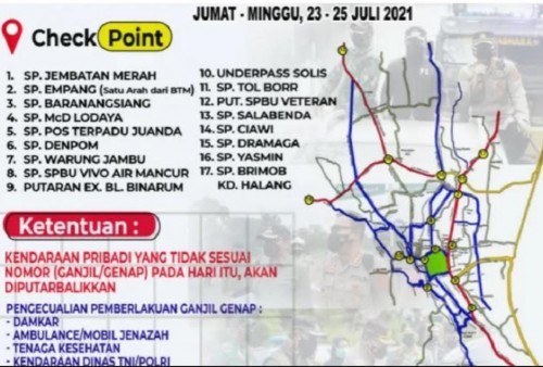 Bogor Terapkan Sistem Ganjil-Genap Saat PPKM Level 4, 17 Titik ini Dilakukan Penyekatan, Cek di Sini!