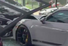 Xpander Seruduk Mobil Porsche Saat Lagi Mejeng di Showroom Mobil Mewah, Total Kerugian Nyaris Rp6 M!